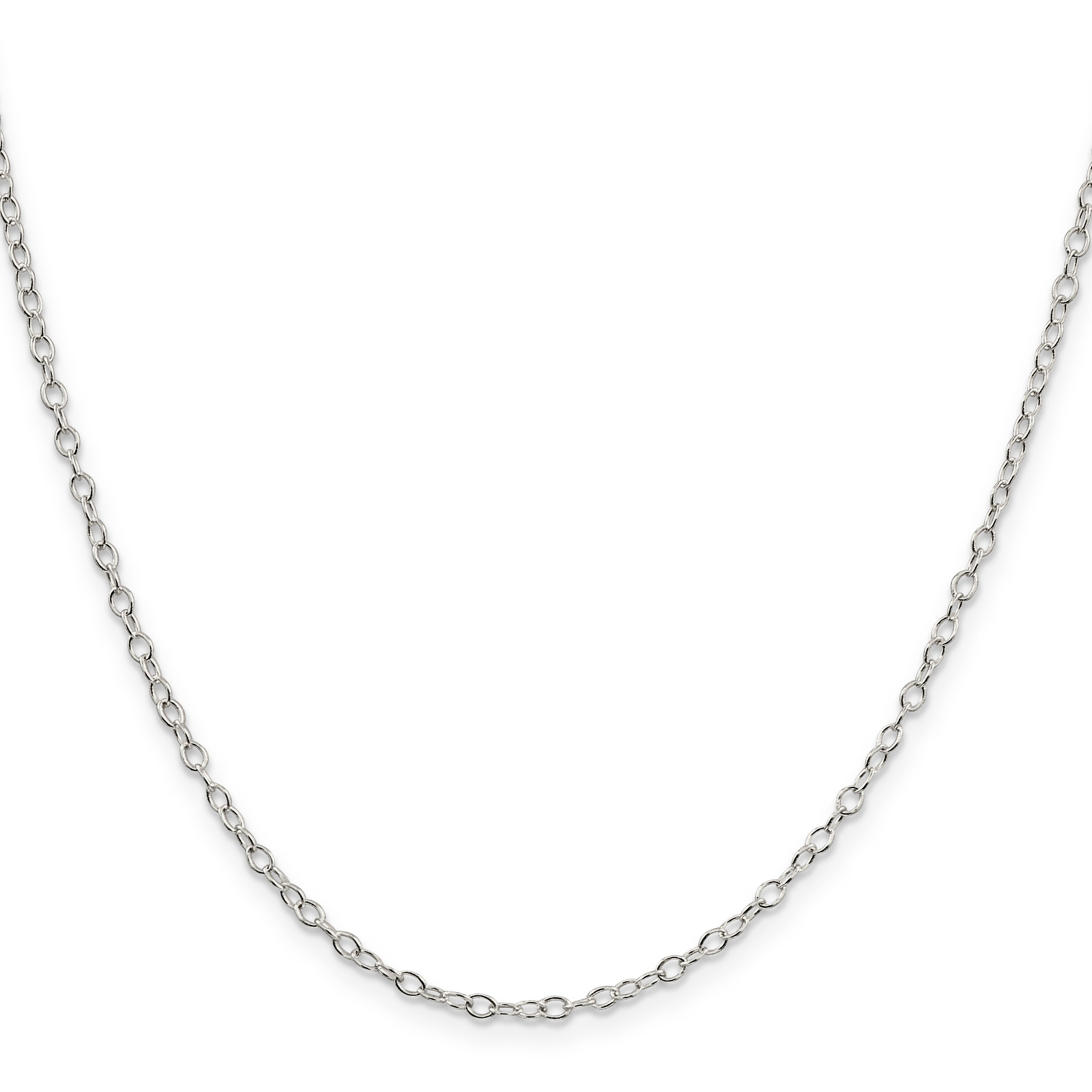 16 Inch Sterling Silver 2.25mm Oval Cable Chain Necklace