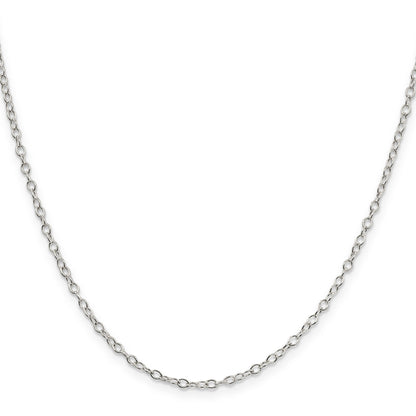 24 Inch Sterling Silver 2.25mm Oval Cable Chain Necklace