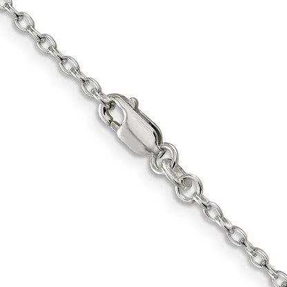 18 Inch Sterling Silver 2.25mm Oval Cable Chain Necklace