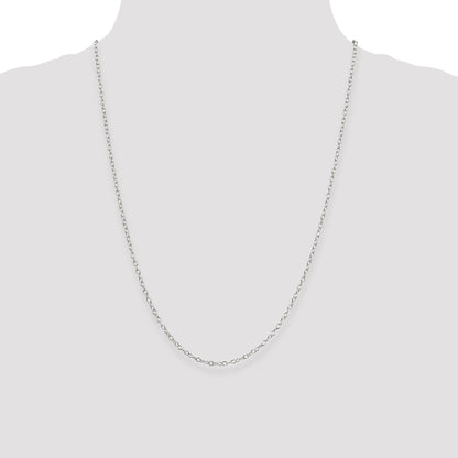 24 Inch Sterling Silver 2.25mm Oval Cable Chain Necklace