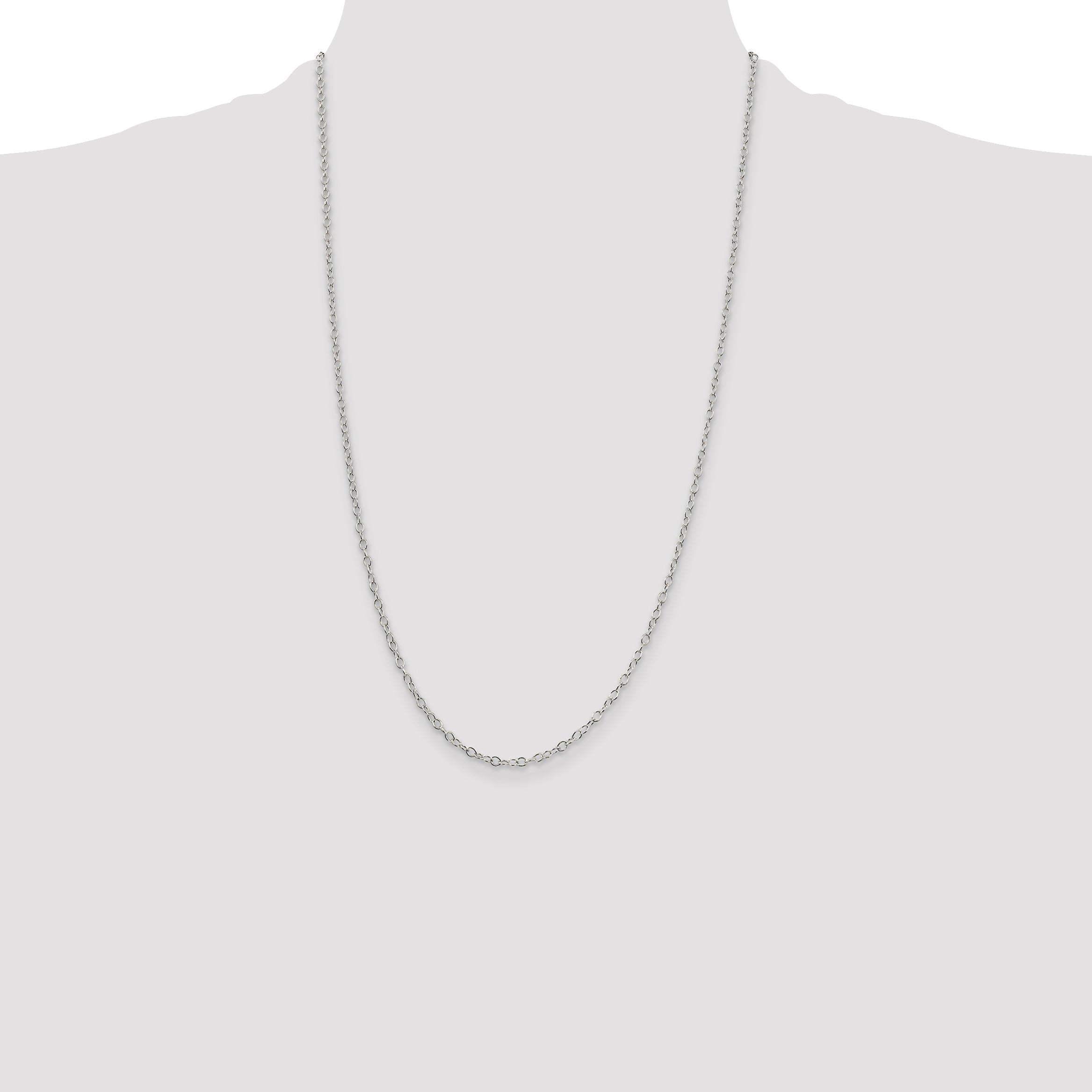 26 Inch Sterling Silver 2.25mm Oval Cable Chain Necklace