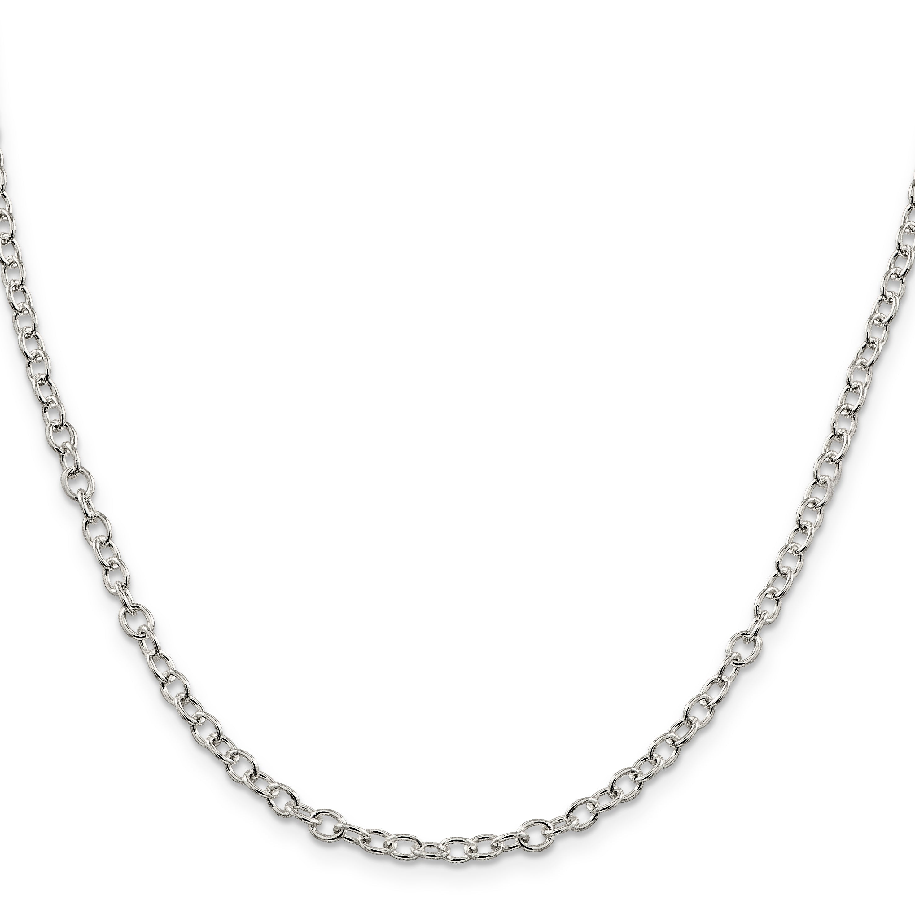 16 Inch Sterling Silver 3.75mm Oval Cable Chain Necklace