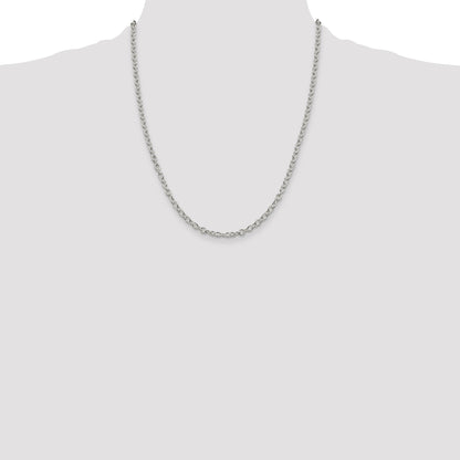 22 Inch Sterling Silver 3.75mm Oval Cable Chain Necklace