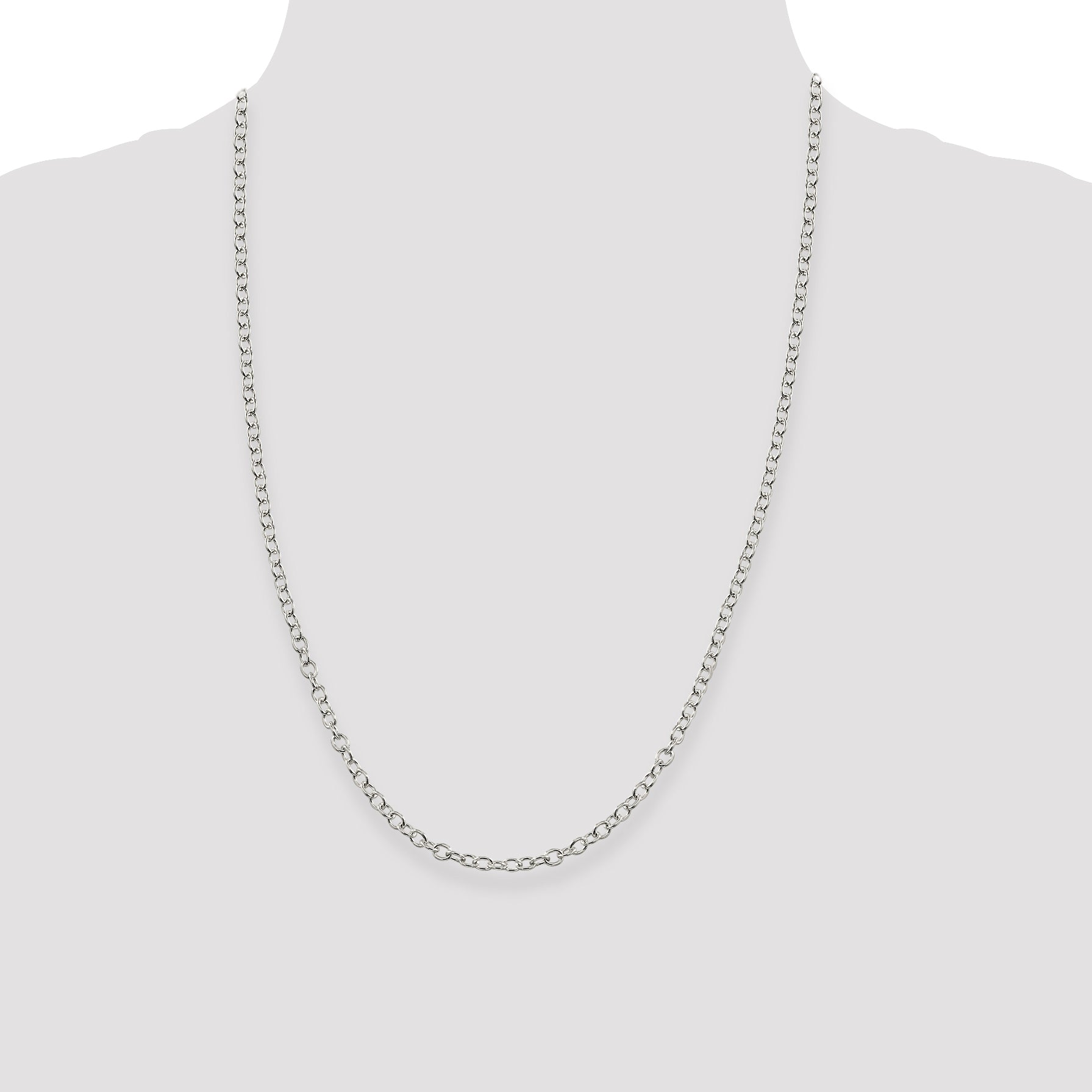 24 Inch Sterling Silver 3.75mm Oval Cable Chain Necklace