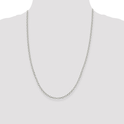 24 Inch Sterling Silver 3.75mm Oval Cable Chain Necklace