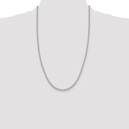 26 Inch Sterling Silver 3.75mm Oval Cable Chain Necklace