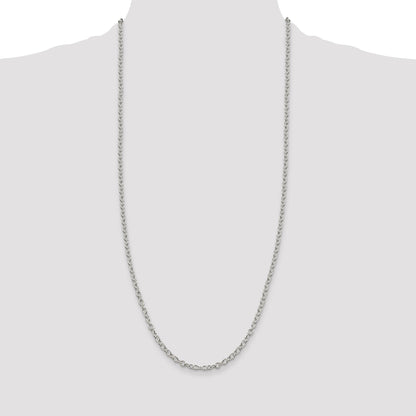 30 Inch Sterling Silver 3.75mm Oval Cable Chain Necklace