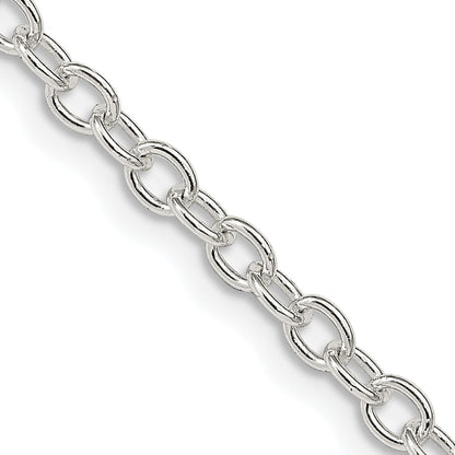 18 Inch Sterling Silver 3.75mm Oval Cable Chain Necklace