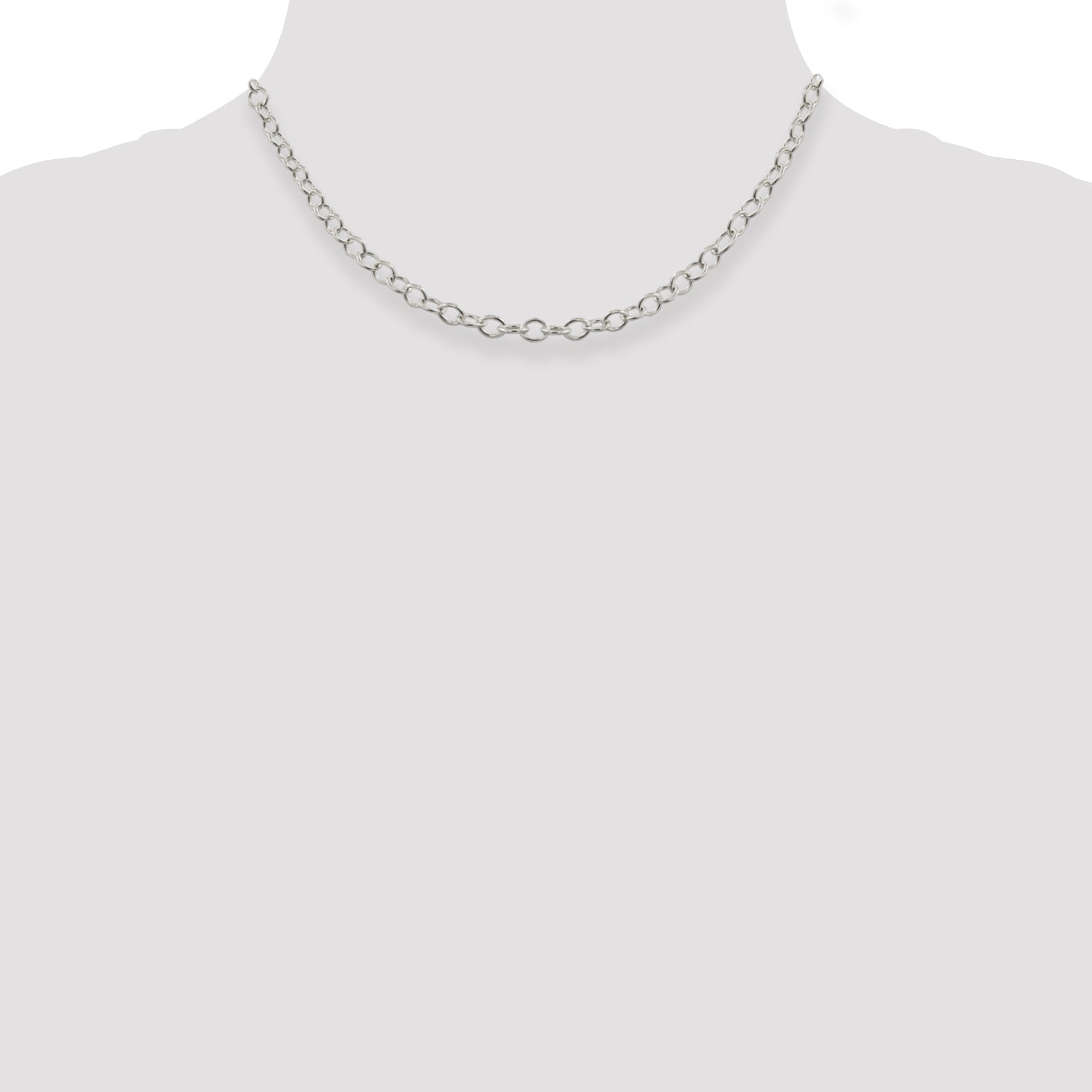 16 Inch Sterling Silver 5.3mm Oval Cable Chain Necklace