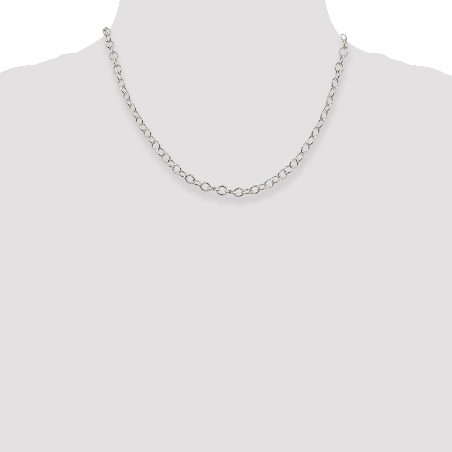 18 Inch Sterling Silver 5.3mm Oval Cable Chain Necklace