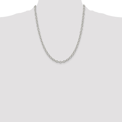 22 Inch Sterling Silver 5.3mm Oval Cable Chain Necklace