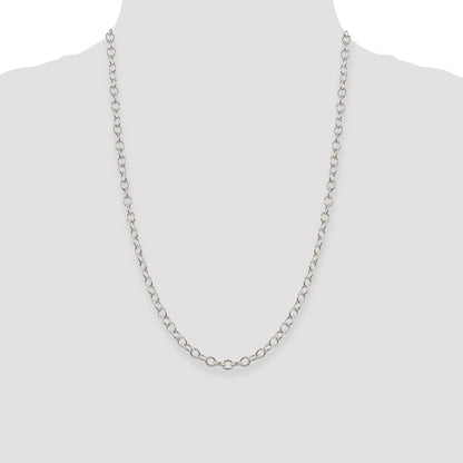 24 Inch Sterling Silver 5.3mm Oval Cable Chain Necklace