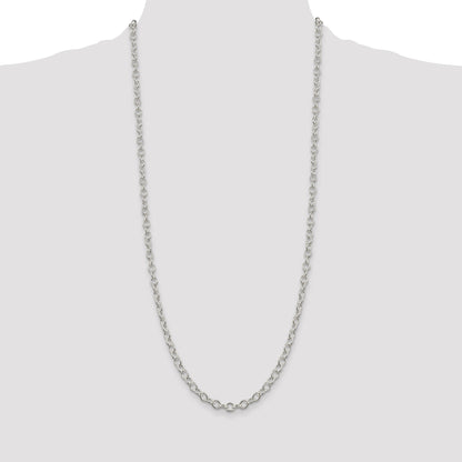 30 Inch Sterling Silver 5.3mm Oval Cable Chain Necklace
