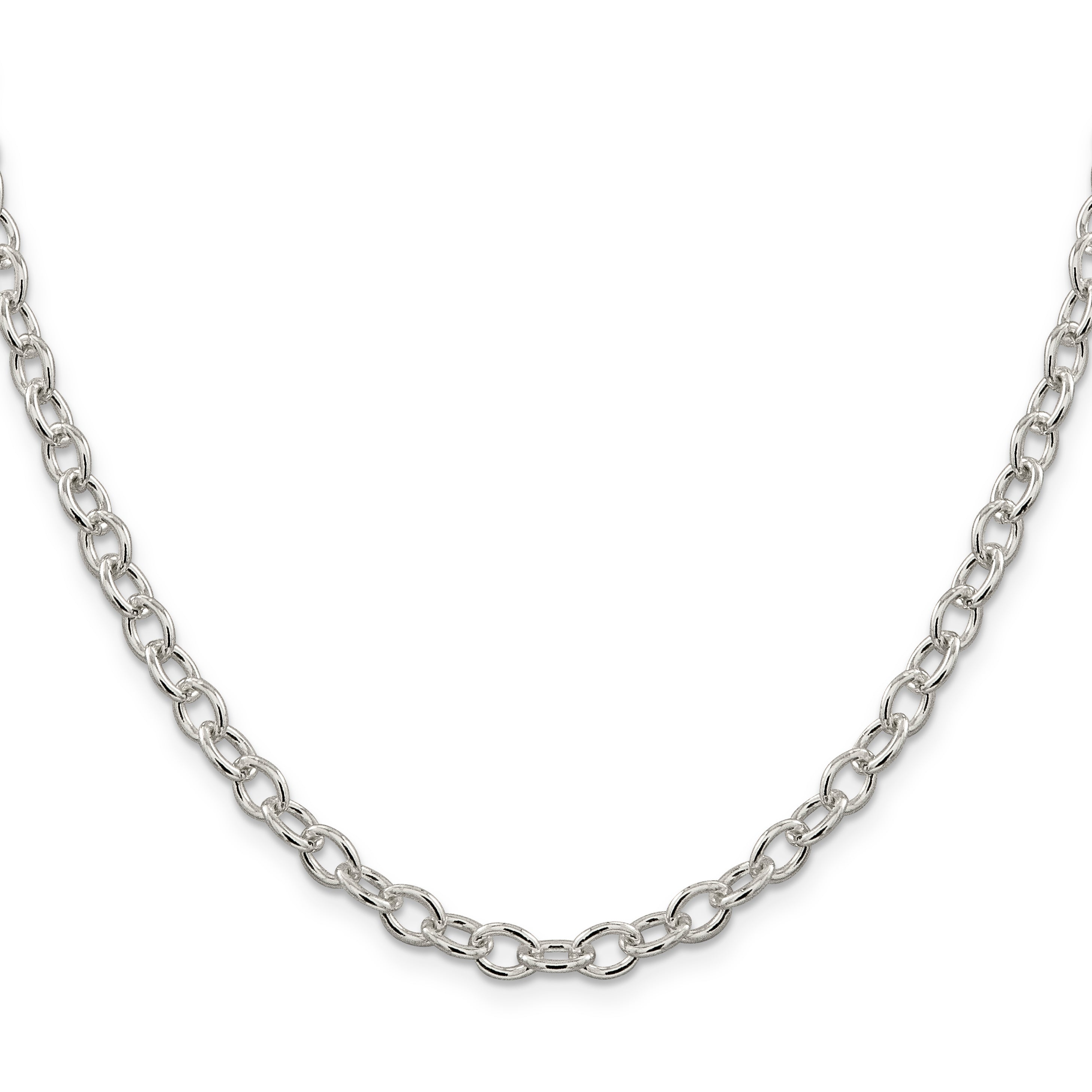 24 Inch Sterling Silver 5.75mm Oval Cable Chain Necklace