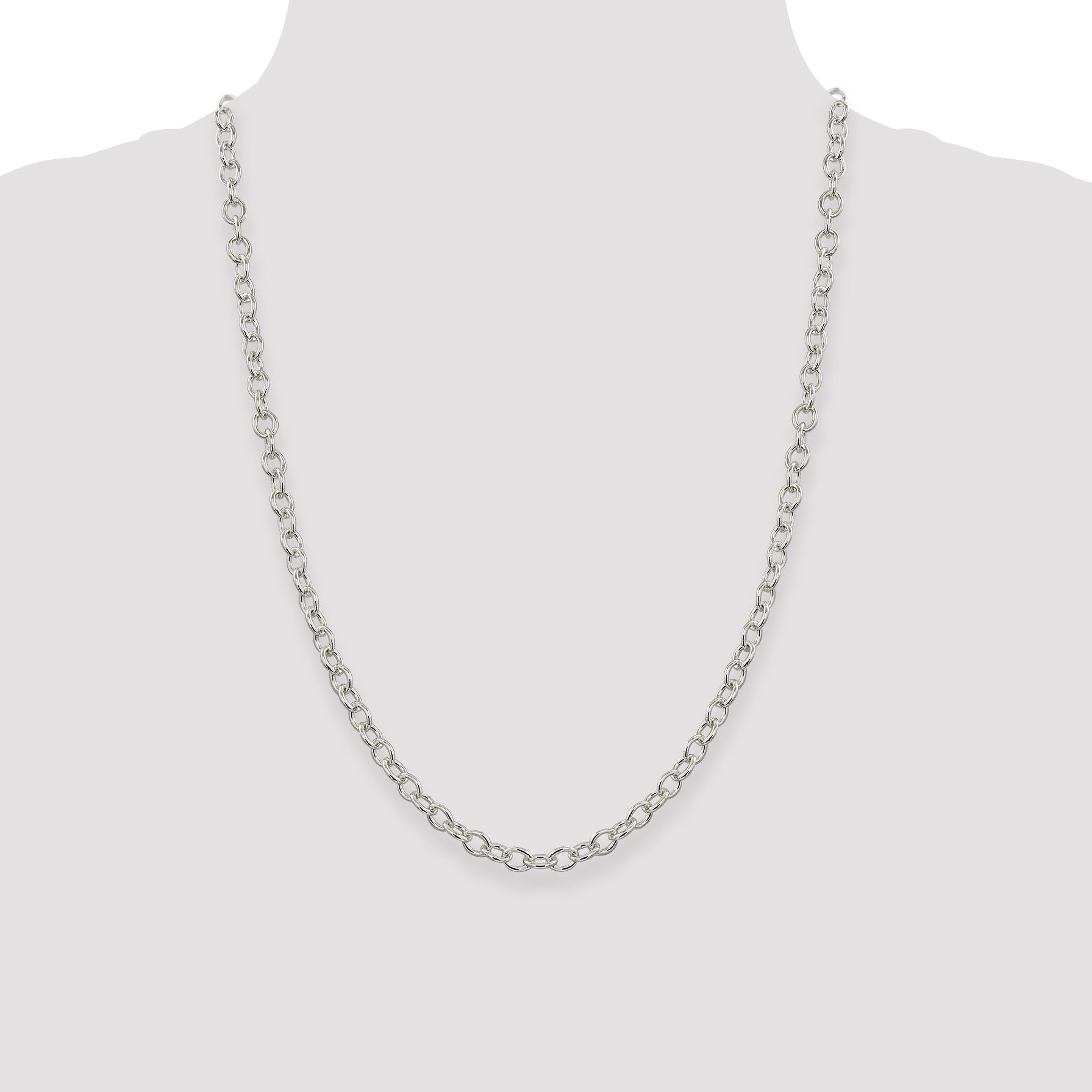 24 Inch Sterling Silver 5.75mm Oval Cable Chain Necklace