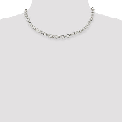16 Inch Sterling Silver 6.8mm Oval Cable Chain Necklace