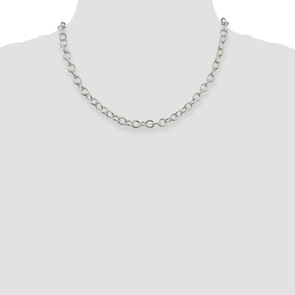 18 Inch Sterling Silver 6.8mm Oval Cable Chain Necklace