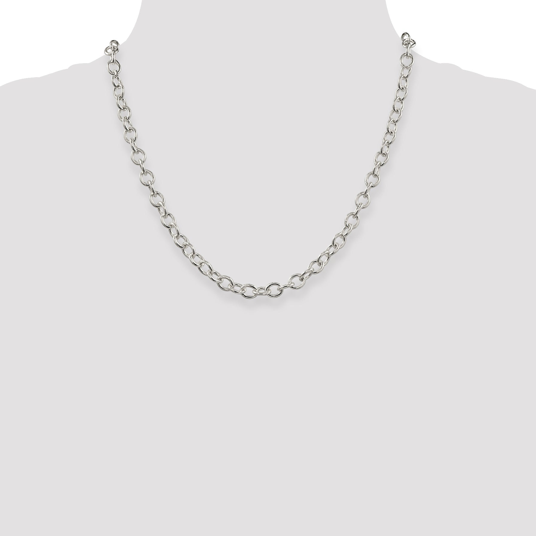 20 Inch Sterling Silver 6.8mm Oval Cable Chain Necklace