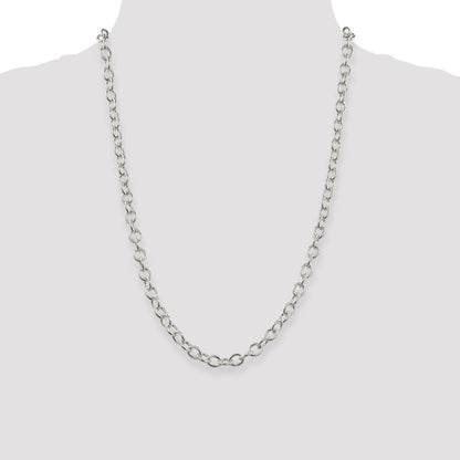 24 Inch Sterling Silver 6.8mm Oval Cable Chain Necklace