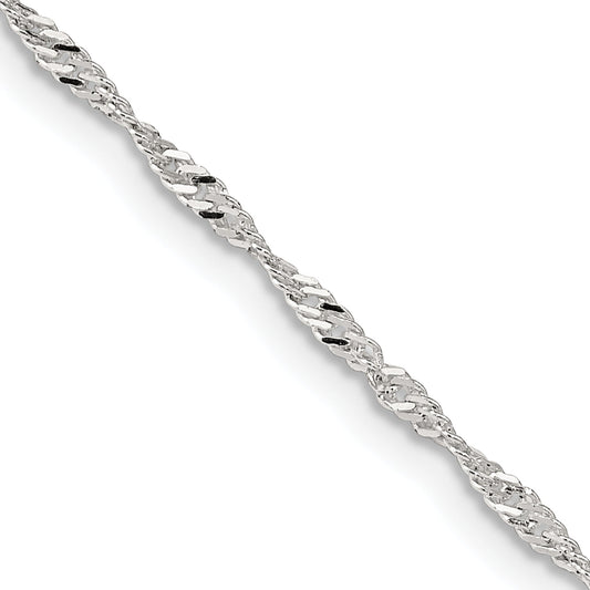 16 Inch Sterling Silver 1.75mm Singapore Chain Necklace