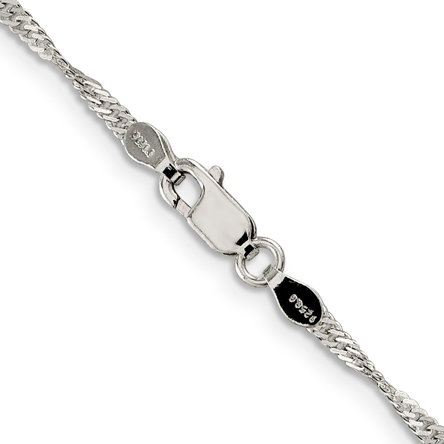 16 Inch Sterling Silver 2mm Singapore Chain Necklace