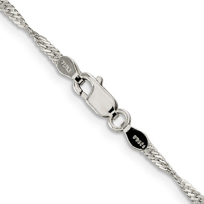22 Inch Sterling Silver 2mm Singapore Chain Necklace