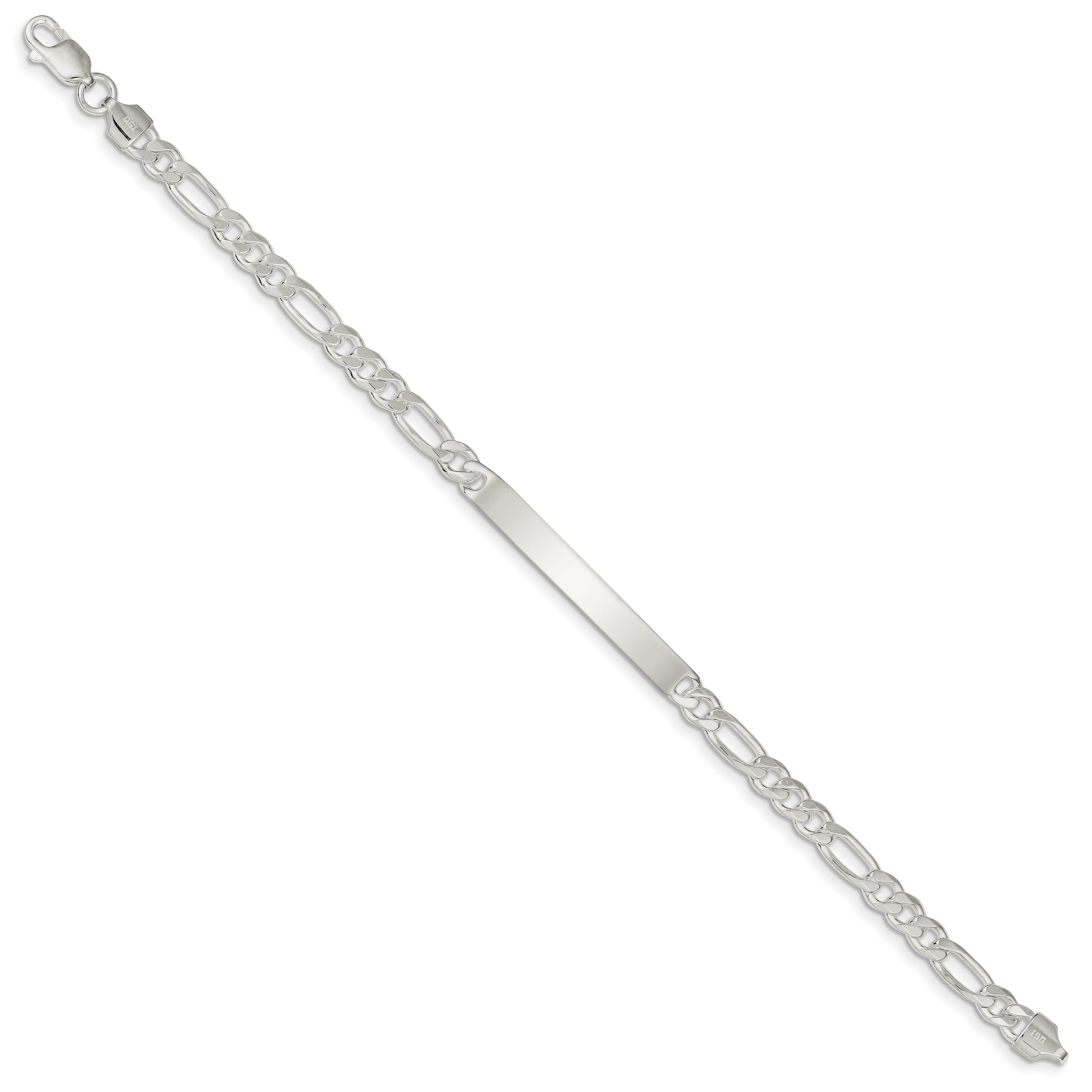 8 Inch Sterling Silver Figaro Link Id Bracelet