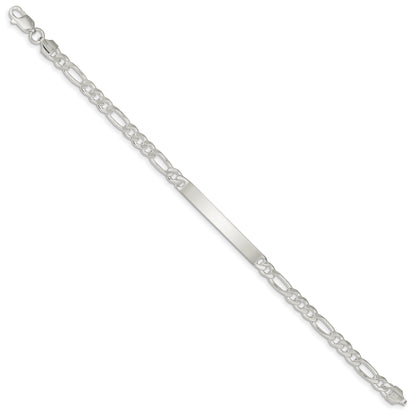 8 Inch Sterling Silver Figaro Link Id Bracelet