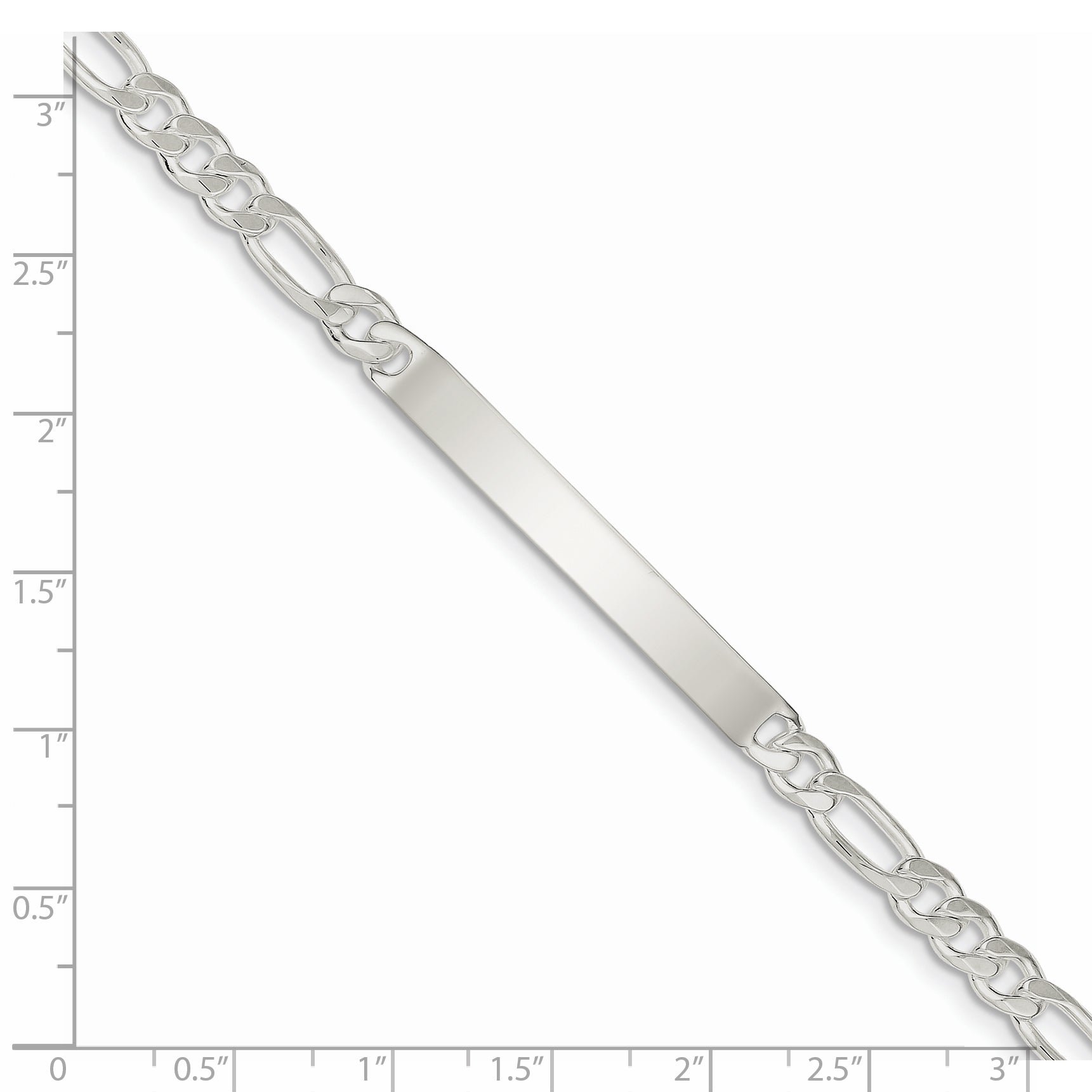 7 Inch Sterling Silver Figaro Link Id Bracelet