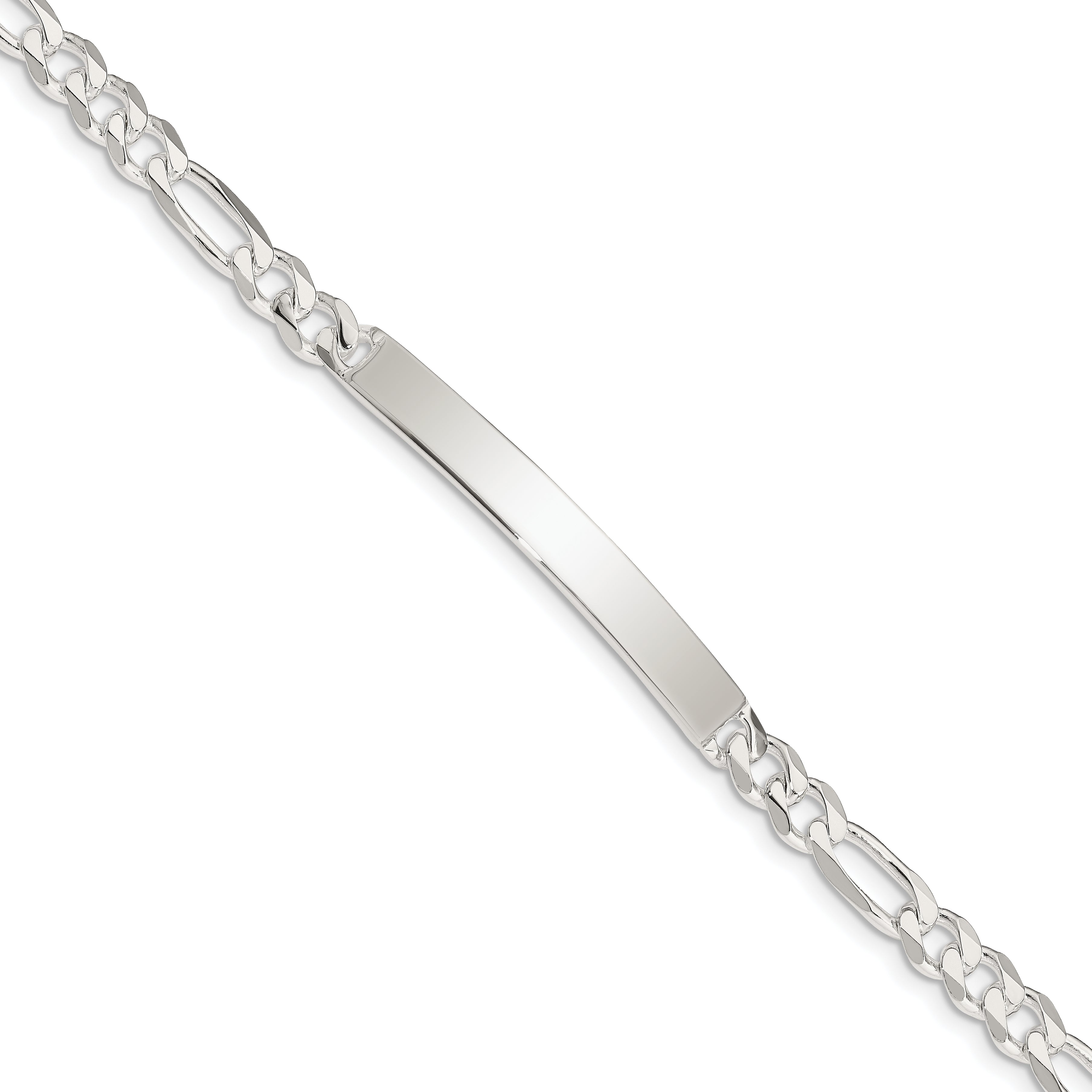 7 Inch Sterling Silver Figaro Link Id Bracelet