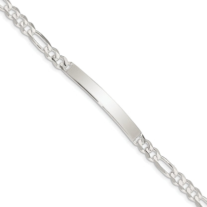 7 Inch Sterling Silver Figaro Link Id Bracelet
