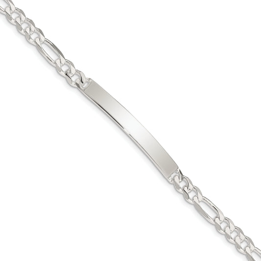 8 Inch Sterling Silver Figaro Link Id Bracelet