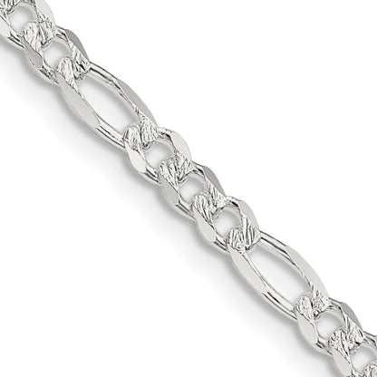 16 Inch Sterling Silver 4mm Pav Flat Figaro Chain Necklace