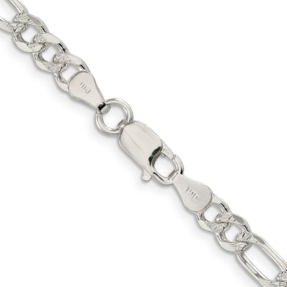 16 Inch Sterling Silver 5.5mm Pav Flat Figaro Chain Necklace