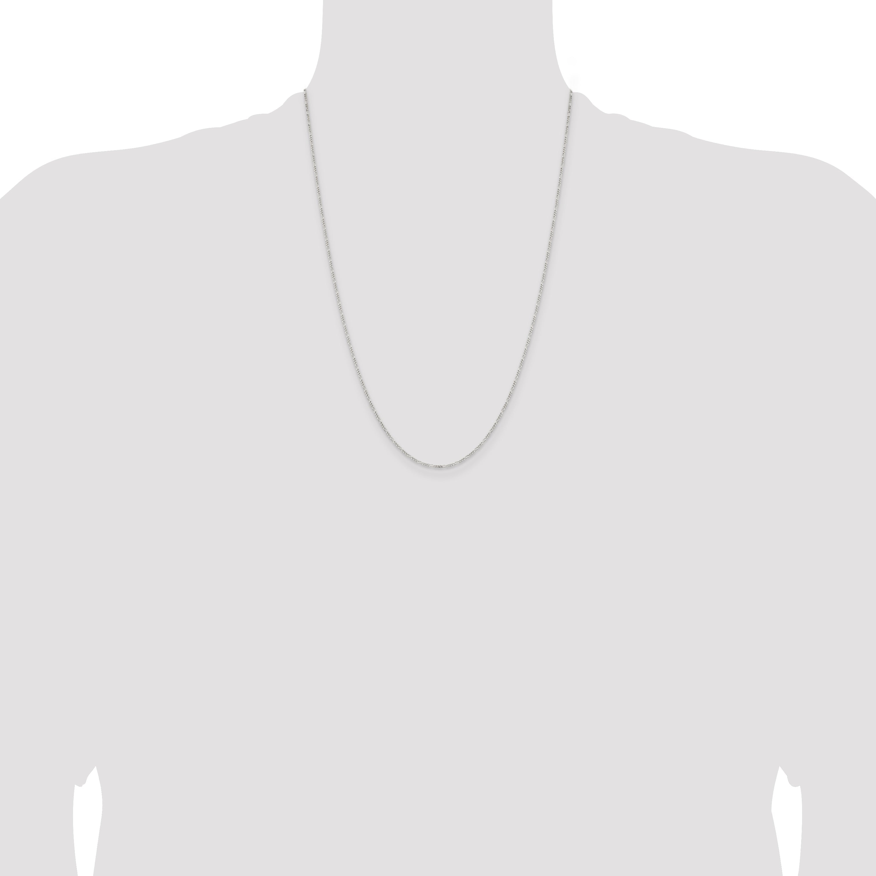 24 Inch Sterling Silver 1.2mm Figaro Chain Necklace