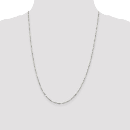 24 Inch Sterling Silver 1.75mm Figaro Chain Necklace