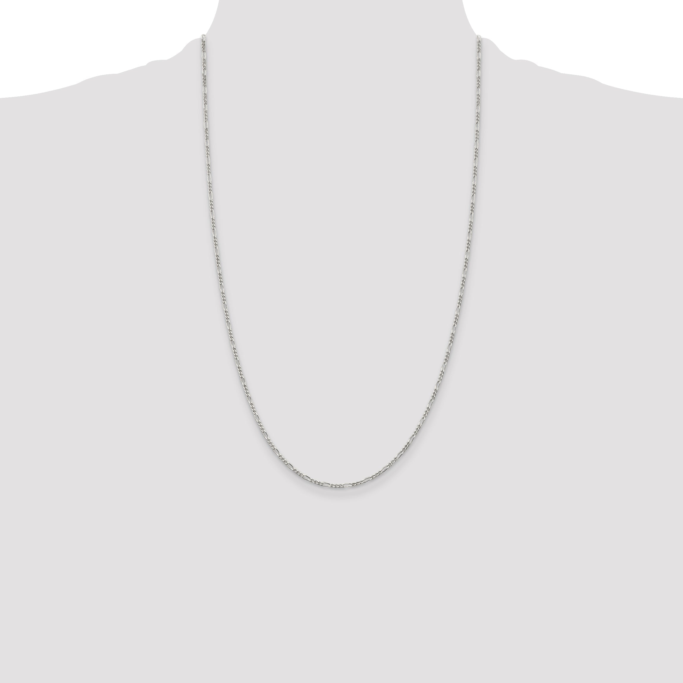 26 Inch Sterling Silver 1.75mm Figaro Chain Necklace