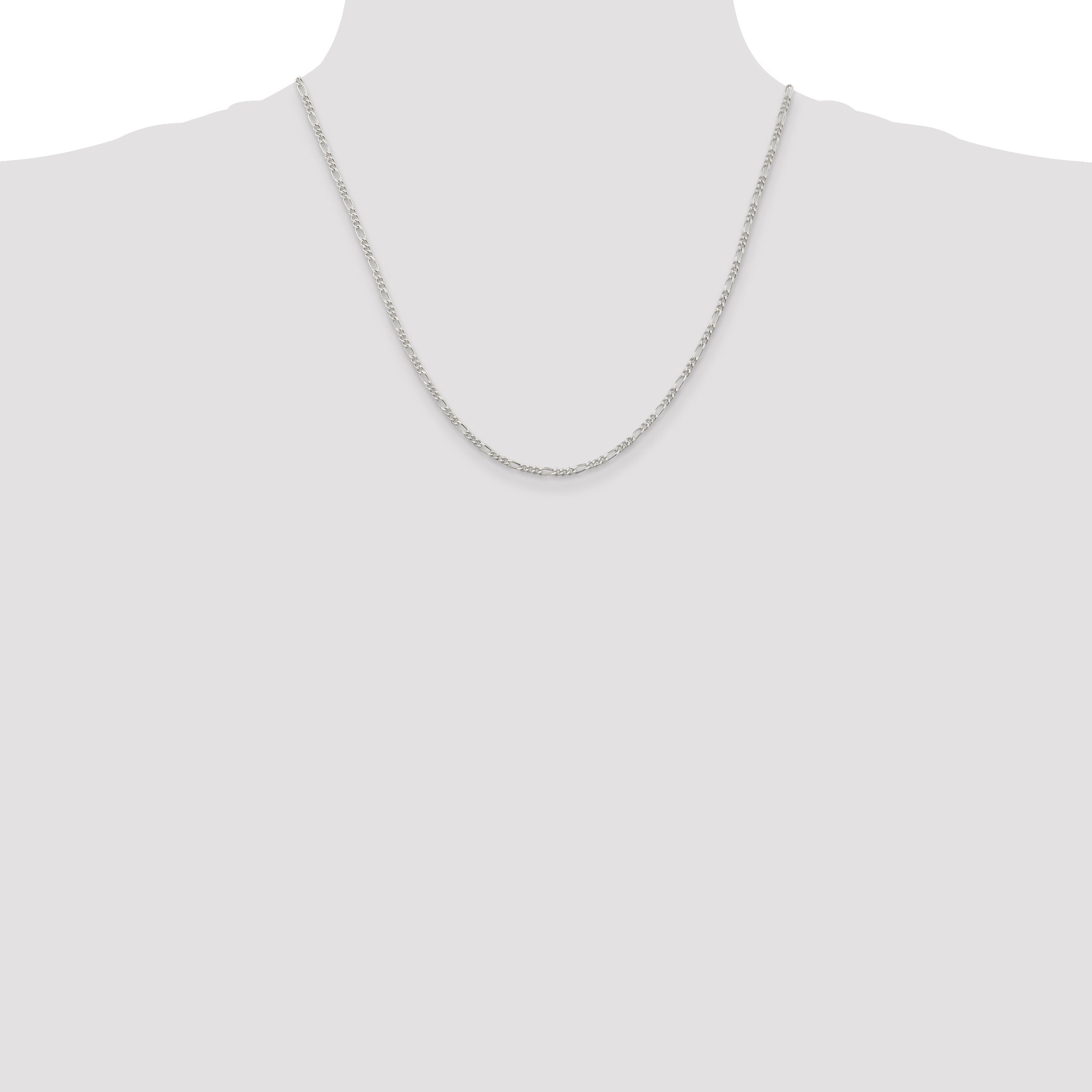 20 Inch Sterling Silver 2.25mm Figaro Chain Necklace