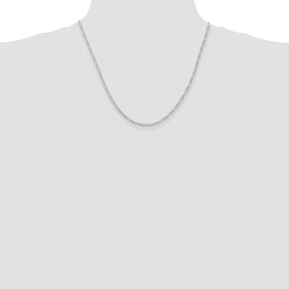 20 Inch Sterling Silver 2.25mm Figaro Chain Necklace