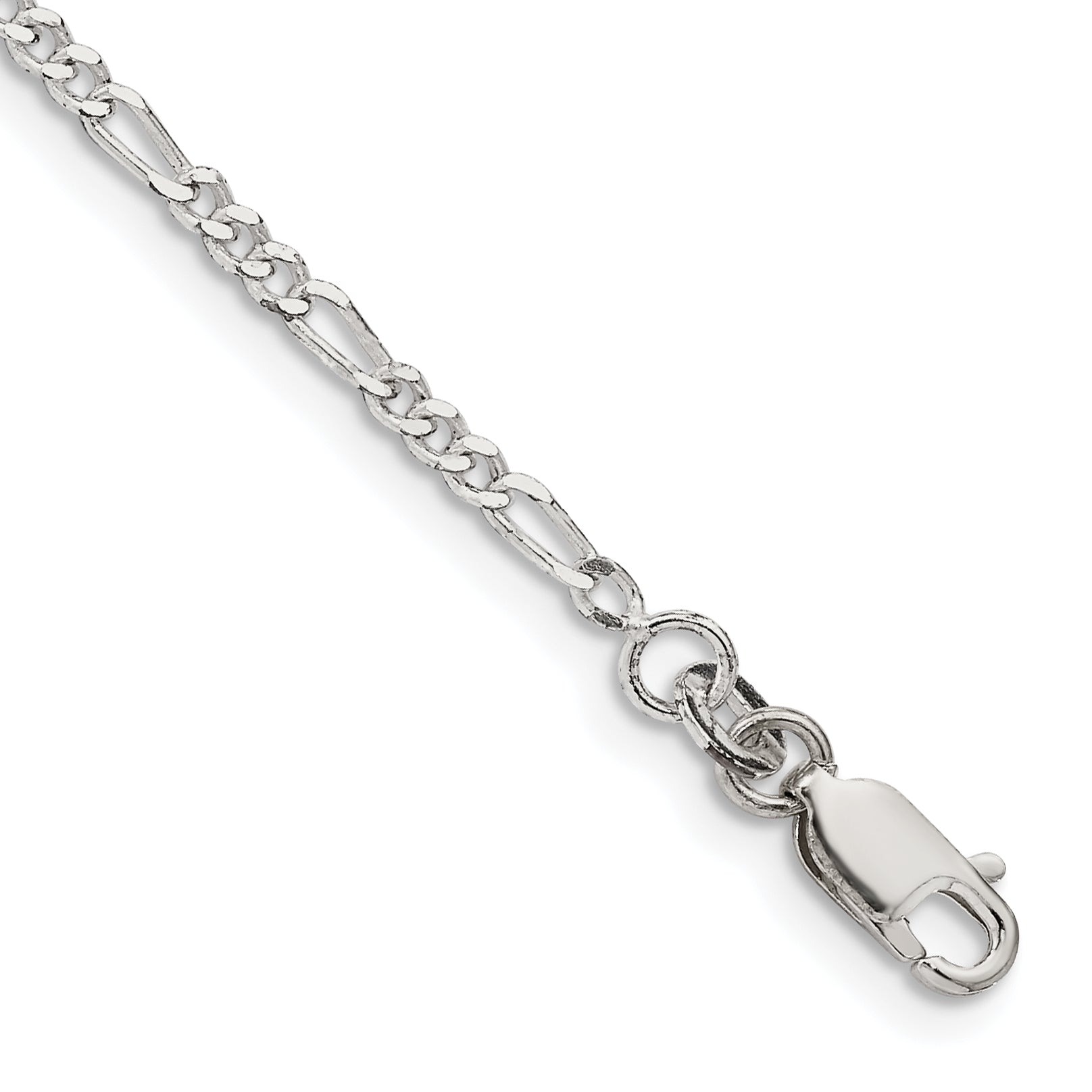 8 Inch Sterling Silver 2.25mm Figaro Chain Bracelet