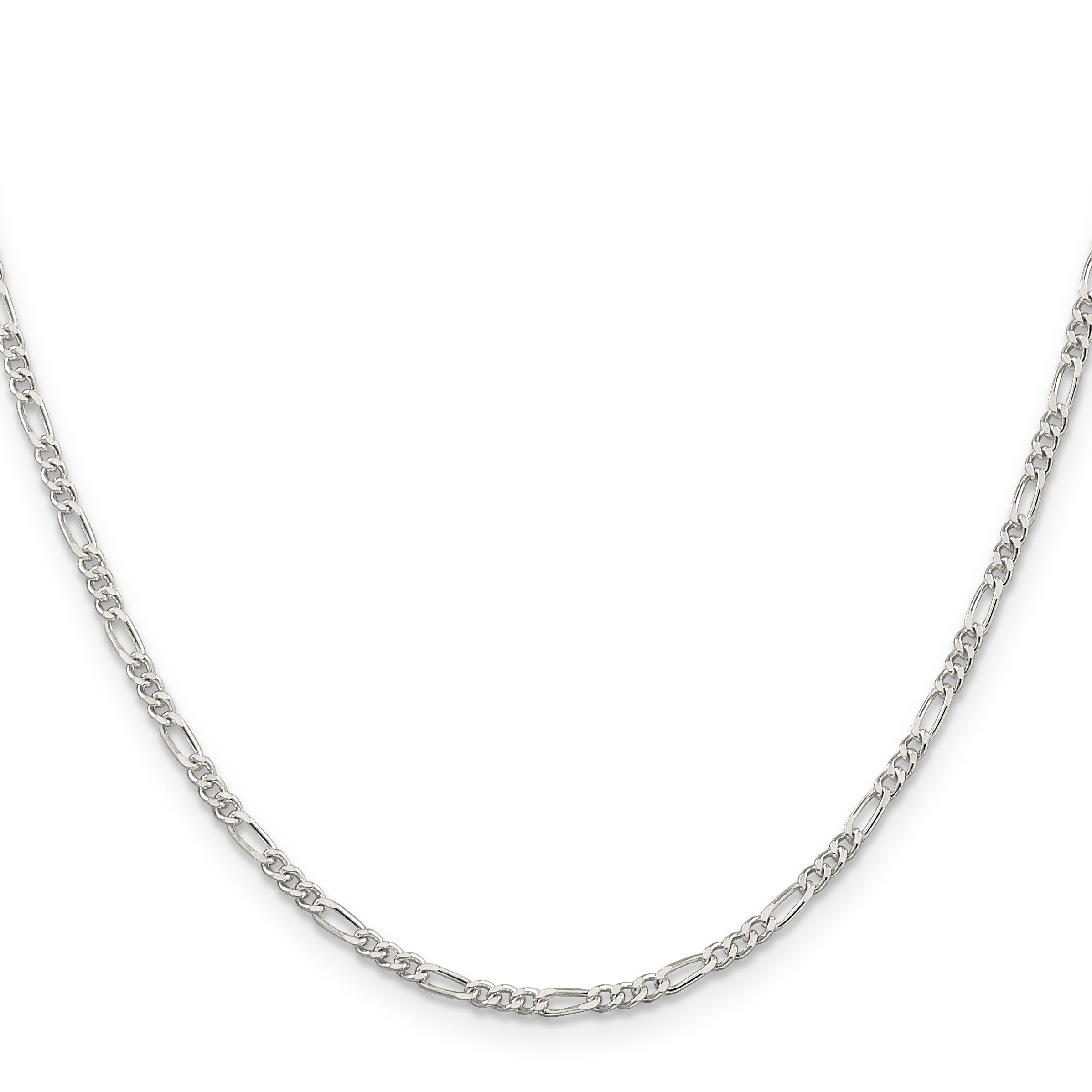 24 Inch Sterling Silver Rhodium-Plated 2.25mm Figaro Chain Necklace