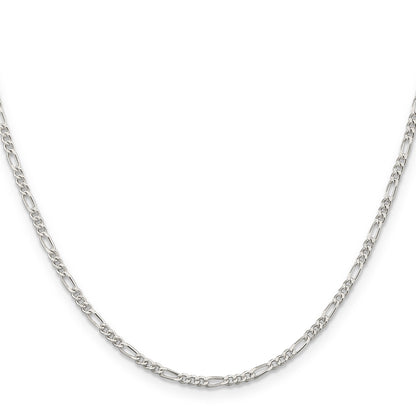 20 Inch Sterling Silver Rhodium-Plated 2.25mm Figaro Chain Necklace