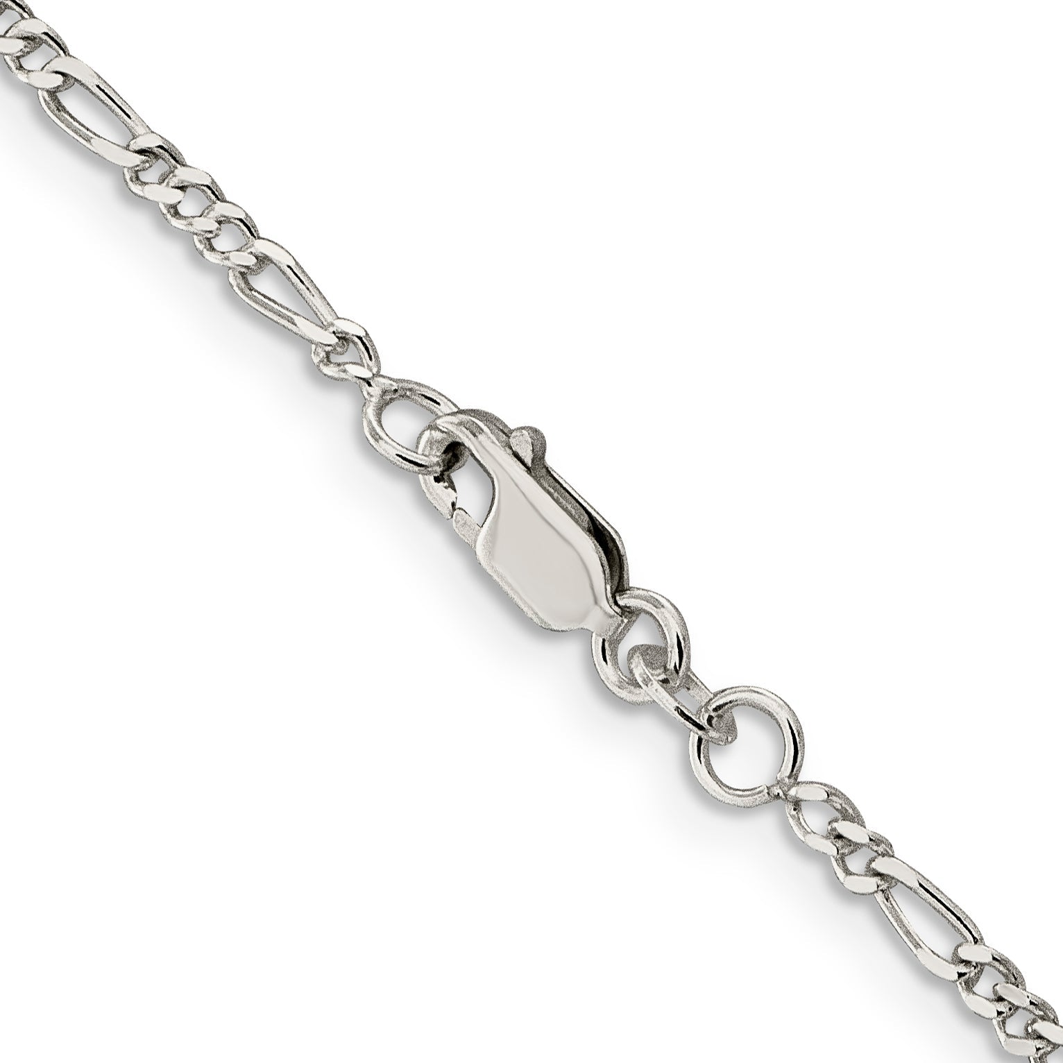20 Inch Sterling Silver Rhodium-Plated 2.25mm Figaro Chain Necklace