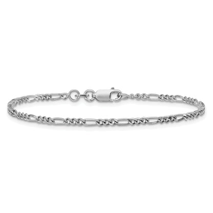 7 Inch Sterling Silver Rhodium-Plated 2.25mm Figaro Chain Bracelet