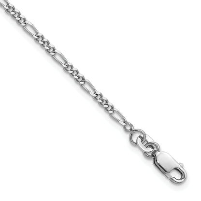 7 Inch Sterling Silver Rhodium-Plated 2.25mm Figaro Chain Bracelet