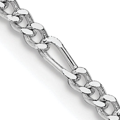 20 Inch Sterling Silver Rhodium-Plated 2.25mm Figaro Chain Necklace