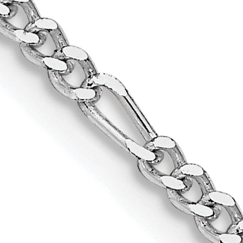 24 Inch Sterling Silver Rhodium-Plated 2.25mm Figaro Chain Necklace