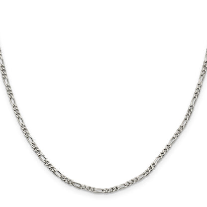 28 Inch Sterling Silver 2.5mm Figaro Chain Necklace