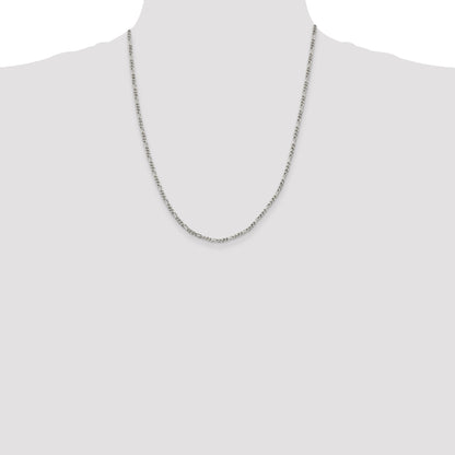 22 Inch Sterling Silver 2.5mm Figaro Chain Necklace