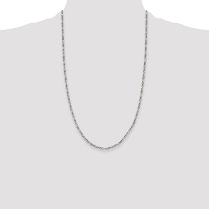 26 Inch Sterling Silver 2.5mm Figaro Chain Necklace